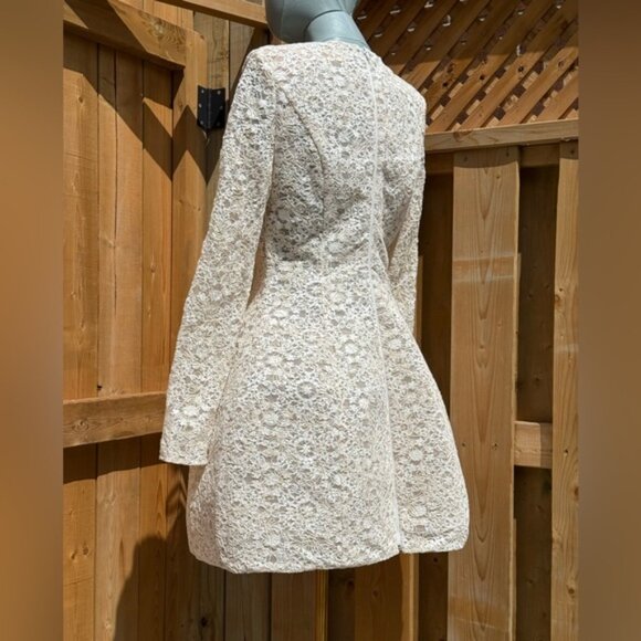 🆕 BRONX & BANCO 🧿 NWOT Courtney Long Sleeve White Lace Mini Dress, Sz XL US 10 - Picture 8 of 16